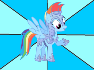 This is where we would all like to be: an armour-toting rainbow unicorn of awesome. (Picture by snakeman1992)